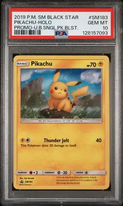2019 POKEMON SM BLACK STAR PROMO #SM183 PIKACHU-HOLO PSA 10 - Image 1