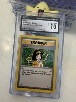 🔥LOW POP📈 Erika Rare #100 - CGC GEM MINT 10 - 2000 Gym Heroes Unl Pokemon TCG - Image 1