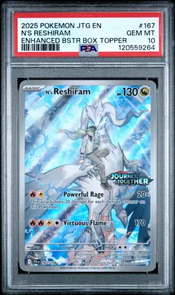 2025 POKEMON JTG EN-JOURNEY TOGETHER #167 N'S RESHIRAM PSA 10 - Image 1