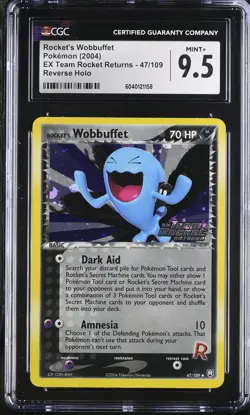 CGC 9.5 Rocket's Wobbuffet EX Team Rocket Returns 47/109 Holo STAMPED Pokemon - Image 1