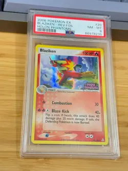 2006 Pokemon Ex Holon Phantoms 20 Blaziken Rev. Foil PSA 8 NM-MT reverse - Image 2