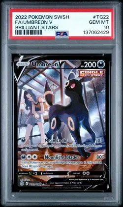2022 POKEMON SWORD & SHIELD BRILLIANT STARS #TG22 FULL ART/UMBREON V PSA 10 - Image 1