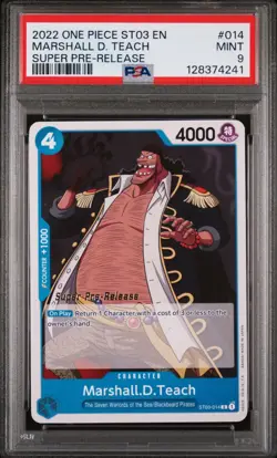 2022 One Piece Marshall D. Teach Super Pre-Release Starter Deck 3 ST03-014 PSA 9 - Image 1