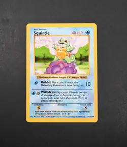 NM- Squirtle Shadowless Base Set BSS 63/102 Pokemon Card - Image 1