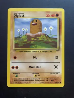 Pokemon Diglett Base Set 47/102 Misprint Sideways Fighting Symbol Card - MP - Image 1