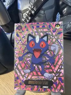 POKEMON STAINED GLASS Crystal Card *MEOWTH* SHADOW Limited Edition - Image 1
