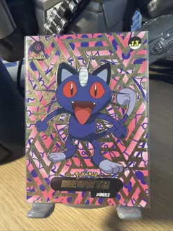 POKEMON STAINED GLASS Crystal Card *MEOWTH* SHADOW Limited Edition - Image 2