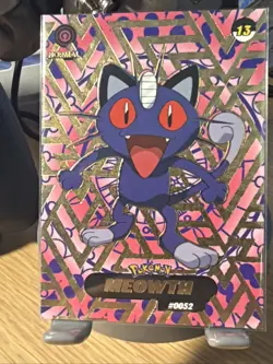 POKEMON STAINED GLASS Crystal Card *MEOWTH* SHADOW Limited Edition - Image 3