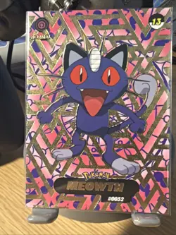 POKEMON STAINED GLASS Crystal Card *MEOWTH* SHADOW Limited Edition - Image 4