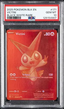 2025 POKEMON BLK EN-BLACK BOLT BLACK WHITE RARE #171 VICTINI PSA 10 - Image 1