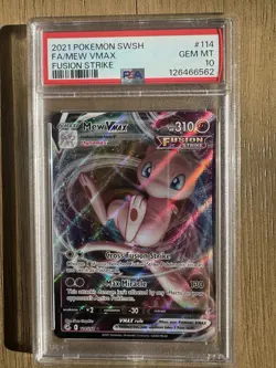 2021 POKEMON SWORD & SHIELD FUSION STRIKE #114 FULL ART/MEW VMAX PSA 10 - Image 1