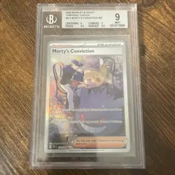 2024 POKEMON TEF RARE #211 MORTY'S CONVICTION BGS 9 - Image 1