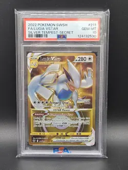PSA 10 Lugia Vstar 211/195 Secret Silver Tempest Pokemon - Image 1