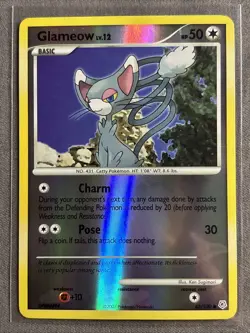 Pokemon TCG: Glameow 83/130 (2007) Diamond & Pearl • Reverse Holo Card - Image 1