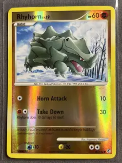 Pokemon TCG: Rhyhorn 95/130 (2007) Diamond & Pearl • Reverse Holo Card - Image 1