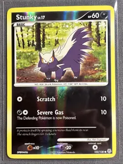 Pokemon TCG: Stunky 102/130 (2007) Diamond & Pearl • Reverse Holo Card - Image 1