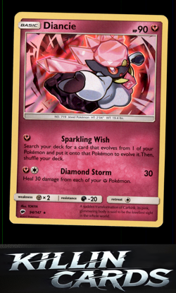 Diancie 94/147 Pokemon Holo Rare SM - Burning Shadows Card NM - Image 1
