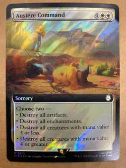 MTG 1x EXTENDED ART SURGE FOIL Austere Command 975 Universes Fallout Magic x1 NM - Image 1