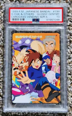 1999 POKEMON JPN BANDAI CARDDASS VENDING SER 5 #194 GARY OAK & OTHERS PSA 10 💎 - Image 1