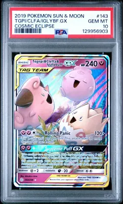 2019 Pokemon S&M Togepi & Cleffa & Igglybuff GX 143/236 Cosmic Eclipse PSA 10 - Image 1