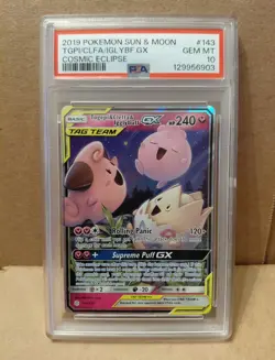 2019 Pokemon S&M Togepi & Cleffa & Igglybuff GX 143/236 Cosmic Eclipse PSA 10 - Image 3