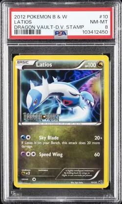 2012 POKEMON B&W DRAGON VAULT DRAGON VAULT STAMP #10 LATIOS PSA 8 - Image 1