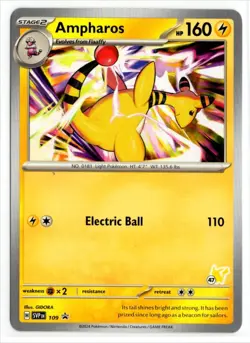 Pokemon Battle Academy 2024 Pikachu Deck #47 Black Star Promo SVP109 Ampharos - Image 1