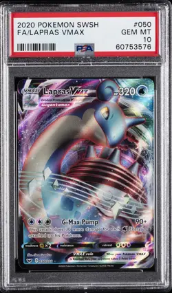 2020 POKEMON SWORD & SHIELD #050 FULL ART/LAPRAS VMAX PSA 10 - Image 1