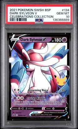2021 POKEMON SWSH BLACK STAR PROMO CELEBRATIONS COLL #134 DARK SYLVEON V PSA 10 - Image 1