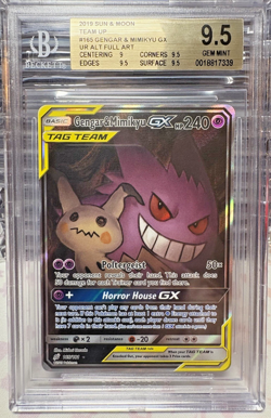BGS 9.5 Gengar & Mimikyu GX 165/ 181 Pokemon Sun & Moon Team Up Alt Art Full Art - Image 1