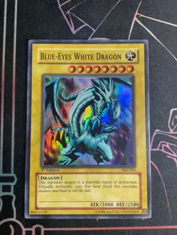SKE-001 Yugioh Blue Eyes White Dragon 1st Edition Super Rare LP - Image 1