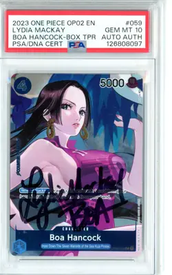 PSA GEM MINT 10 Signed Lydia Mackay 'Boa Hancock' - (Box Topper) OP02-059 - Image 1