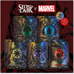 MTG Secret Lair x MARVEL'S SPIDER-MAN: Land SYMBIOTE RAISED FOIL & Bugal On HAND - Image 3
