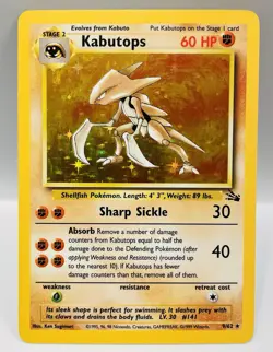 Kabutops 1999 Pokemon Fossil Holo Rare 9/62 TCG NM - Image 2