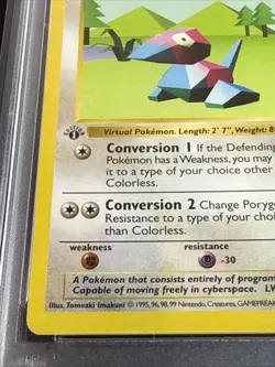 1999 POKEMON BASE SET 1ST EDITION #39 PORYGON - PSA 9 - Image 2