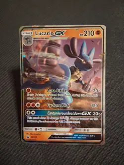 Pokemon TCG 2018 Lucario GX SM100 Ultra Rare Holo Black Star Promo-MP - Image 1