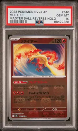 PSA Gem Mint 10 Japanese Pokemon Moltres (Master Ball) 146/165 SV2a: 151 - Image 1