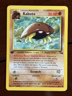 Pokemon Fossil Kabuto 1st Edition 50/62 Common LP - Image 1