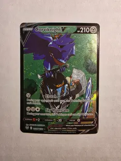 Pokemon Sword and Shield Silver Tempest CORVIKNIGHT V TG18/TG30 Holo NM - Image 1