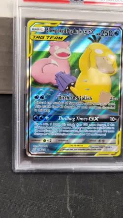 2019 SLOWPOKE & PSYDUCK GX FULL ART UNIFIED MINDS TAG TEAM POKEMON PSA 8 #218 - Image 4