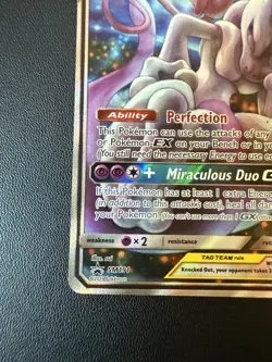 2019 Pokemon TCG SM Black Star Promo #SM191 Full Art Mewtwo & Mew GX - Image 3