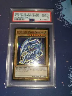PSA 10 - 2020 Yugioh Blue Eyes White Dragon MAGO-EN001 Maximum Gold 1st Edition. - Image 1
