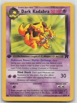 1st Edition Vintage Pokemon Card Dark Kadabra Uncommon Team Rocket 39/82 VLP - Image 1
