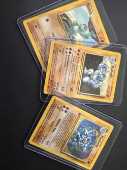 1st Edition Holo Machamp #8, Machoke #34, Machop #57 Pokemon Cards Vintage - Image 1