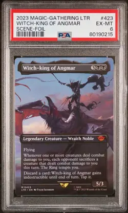 MTG Lotr Witch-King of Angmar #0423 Mythic Borderless Regular Misholder PSA 6 - Image 1