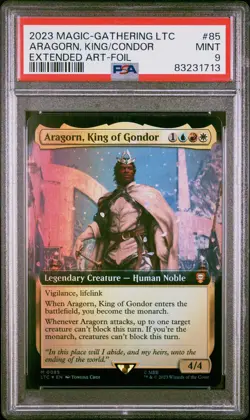PSA 9 Mtg: Tales of Middle Earth LTC Aragorn, King of Gondor #85 Foil Extended - Image 1