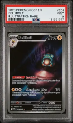 PSA 9 Bellibolt 201/197 Pokemon Sv: Obsidian Flames Illustration Rare 2023 MINT - Image 1