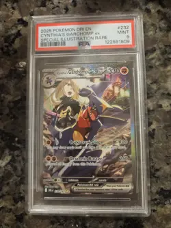 2025 POKEMON DRI 232/182 CYNTHIA'S GARCHOMP EX SPECIAL ILLUSTRATION RARE PSA 9 - Image 1