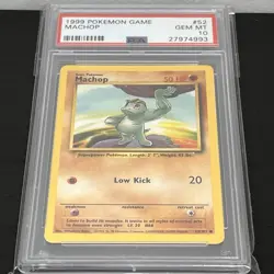 Machop 52/102 Base Set 1999 Unlimited Pokemon PSA 10 Gem Mint - Image 1