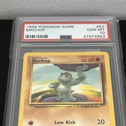 Machop 52/102 Base Set 1999 Unlimited Pokemon PSA 10 Gem Mint - Image 2